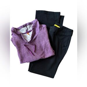 Lole Black Tech Pant Lucy French Terry Pullover Purple Lot S/4 Athletic Active